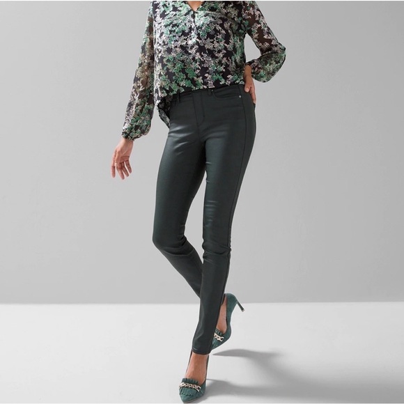White House Black Market Dark Green Skinny Leg Pants - Picture 2 of 15